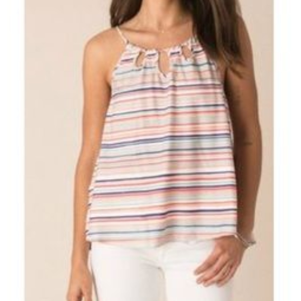 Striped Keyhole Flowy Tank Top (NWT)